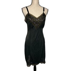 Vintage Women’s Nightgown Lingerie Black V Neck Gaymode Penney's 34